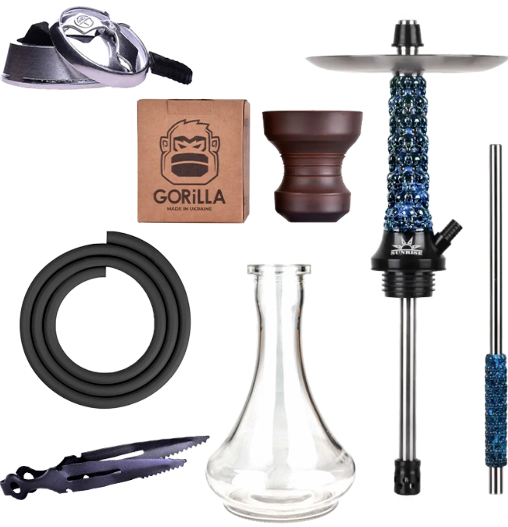 Sunrise Hookah Windskull Rock Blue vízipipa – Teljes szett