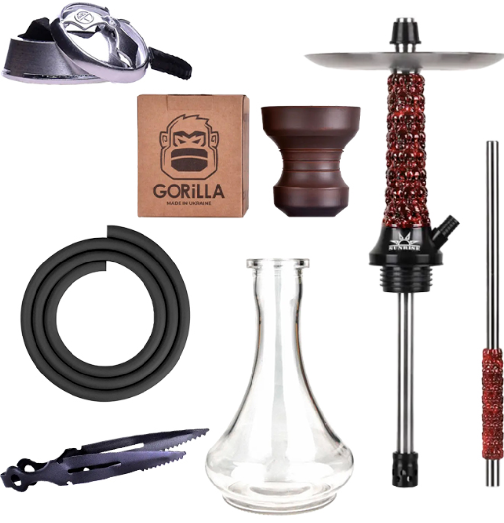 Sunrise Hookah Windskull Rock Red vízipipa – Teljes szett