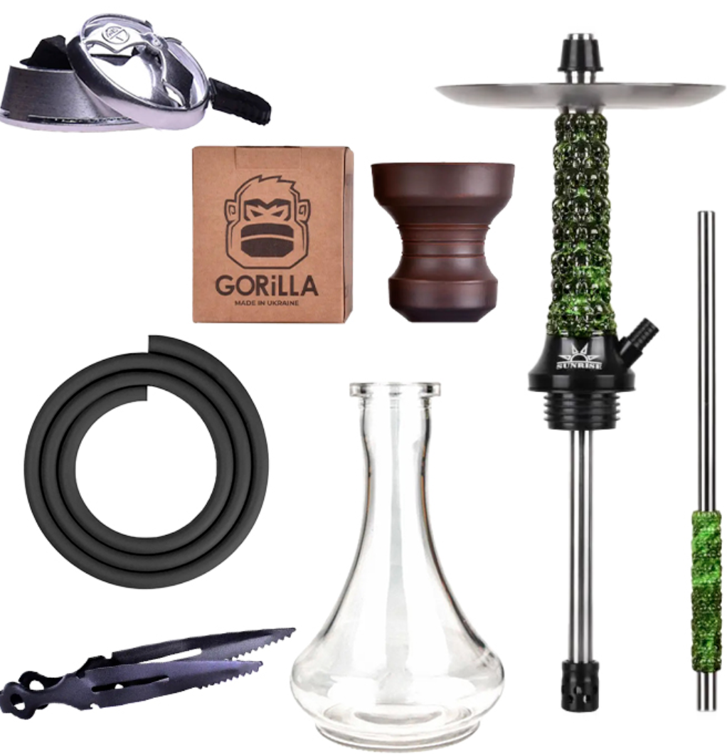 Sunrise Hookah Windskull Rock Green vízipipa – Teljes szett